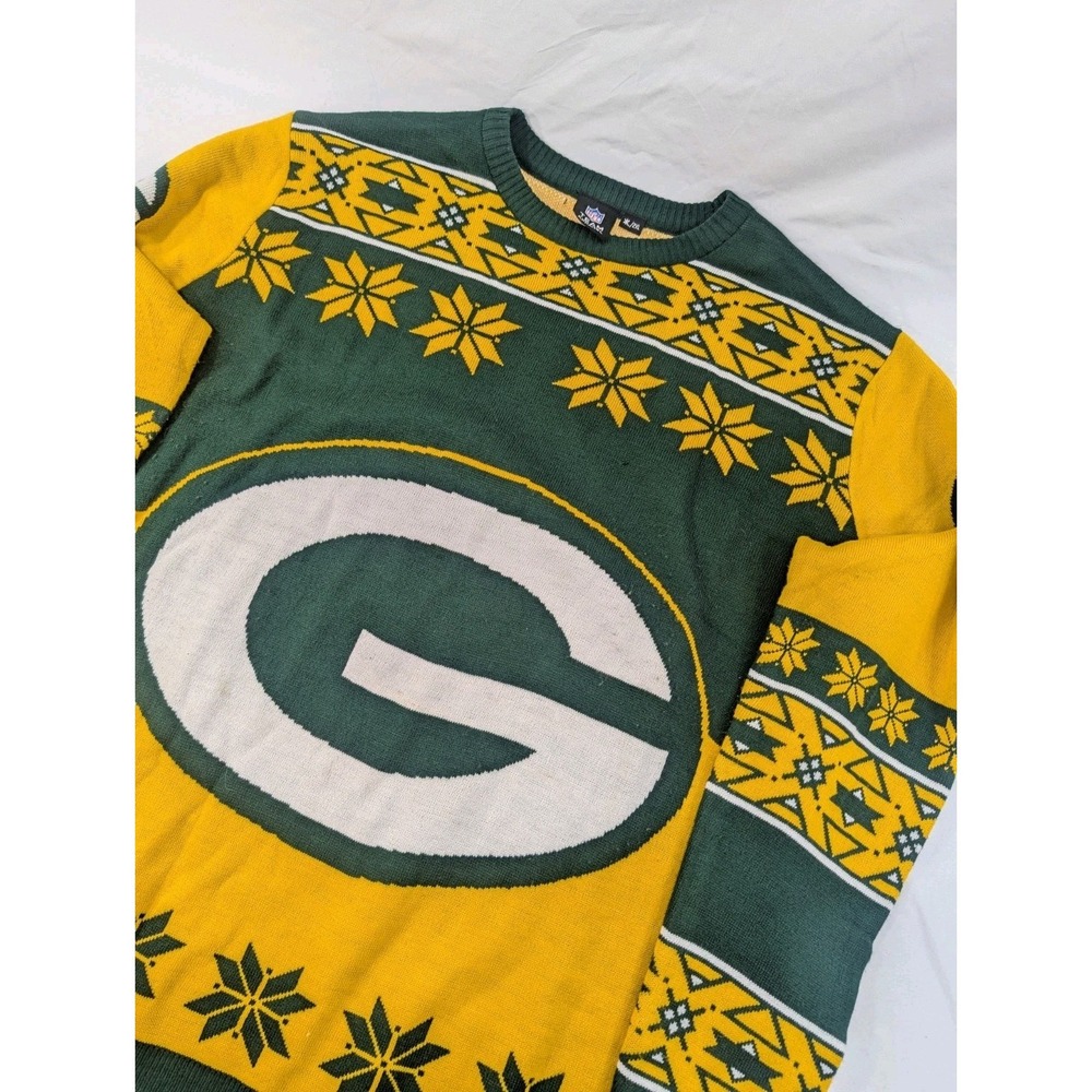 NFL Green Bay Packers Green and Yellow Crewneck Sweater